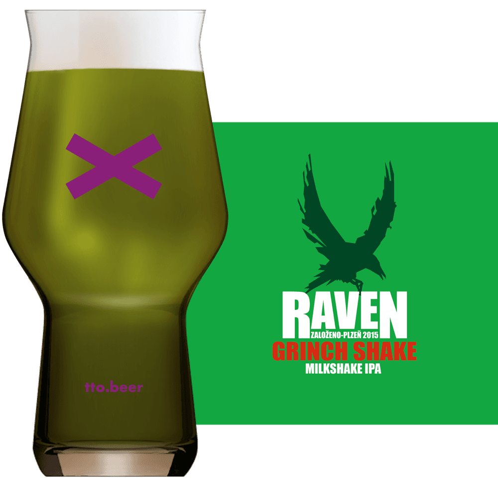 Raven Grinch Shake Glass and Label