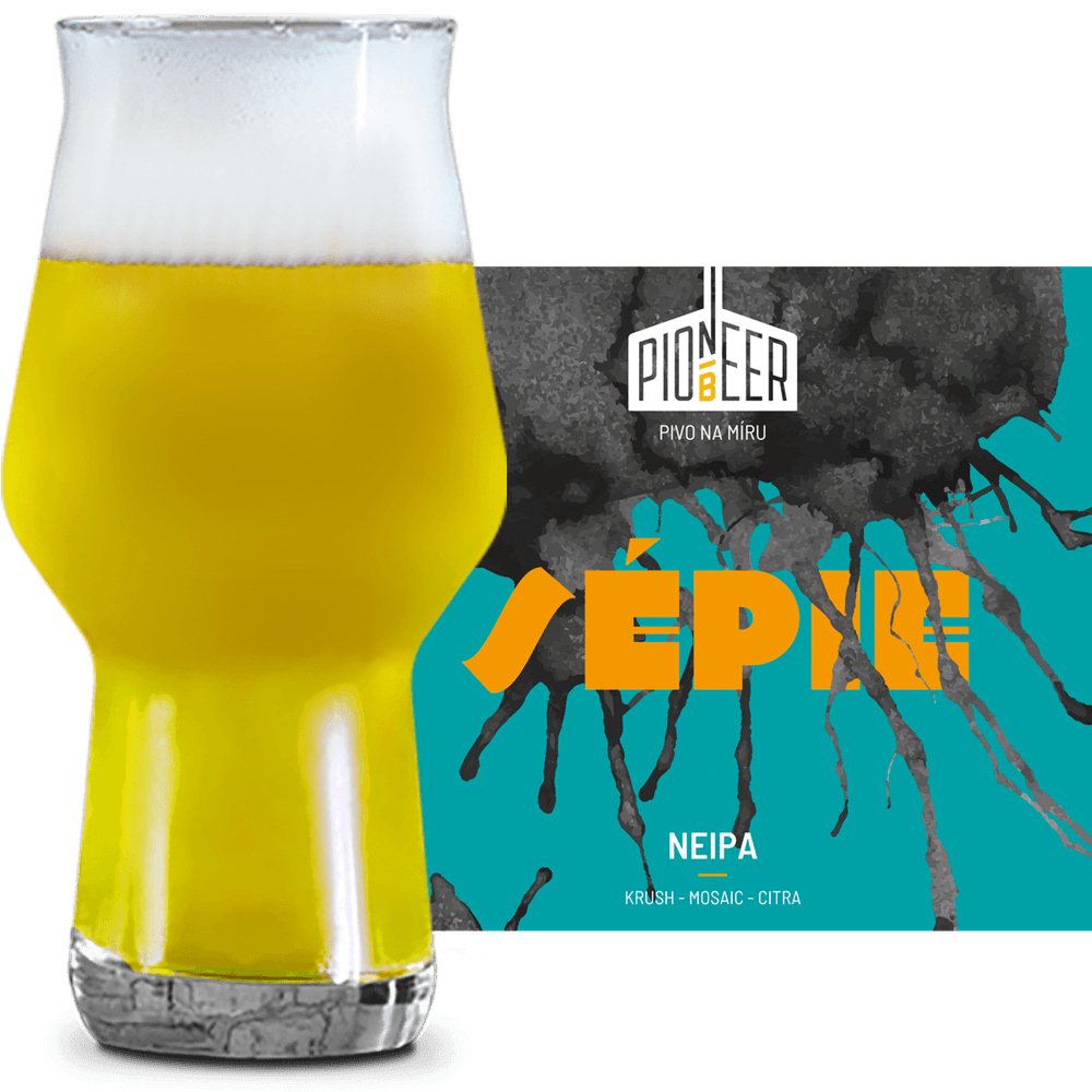 Pioneer Sepie Glass and Label