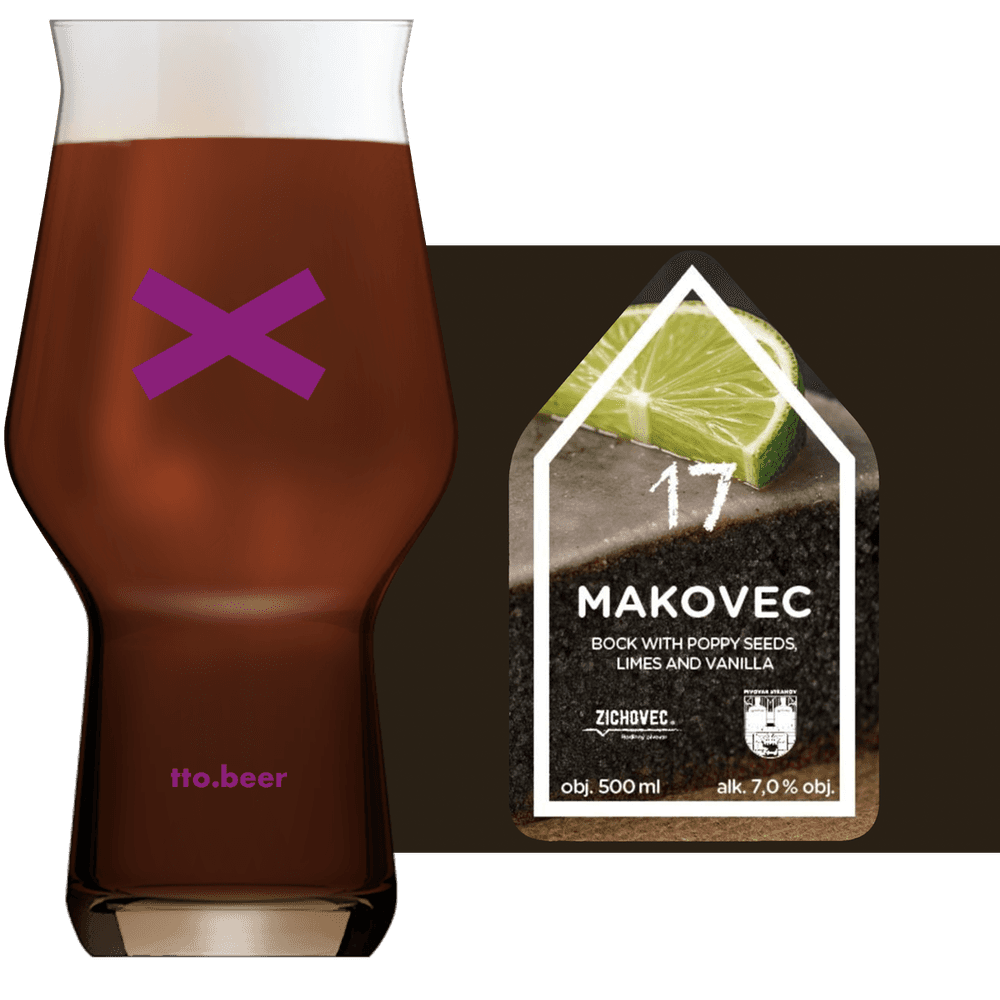 Zichovec Makovec Glass and Label