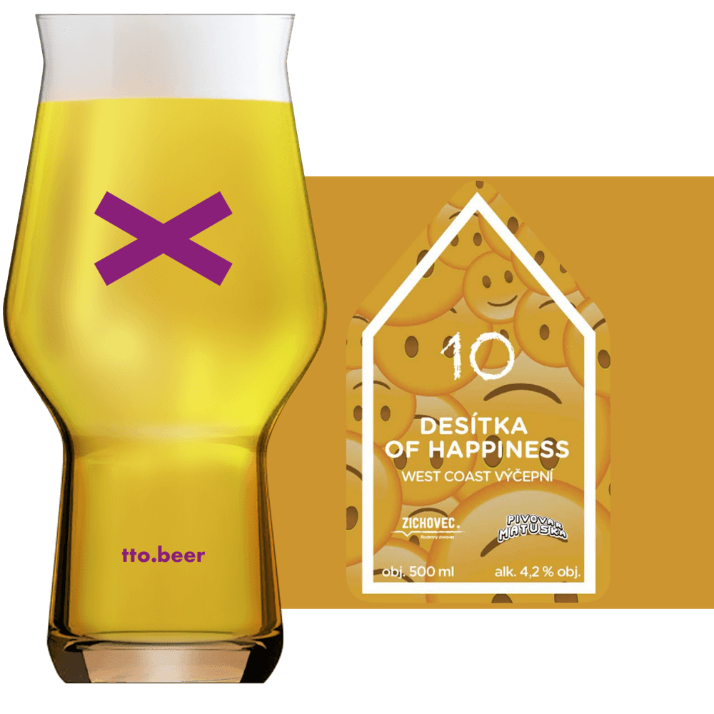 Zichovec Desítka Of Happiness Glass and Label