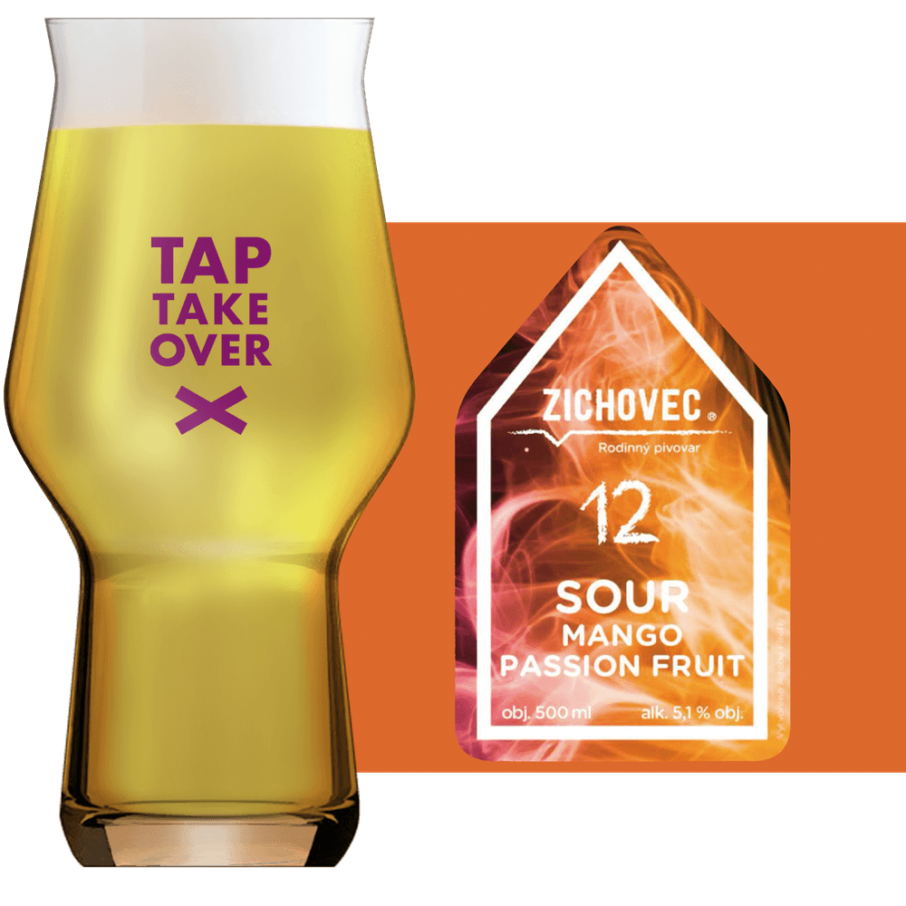 Zichovec Sour mango passion fruit Glass and Label