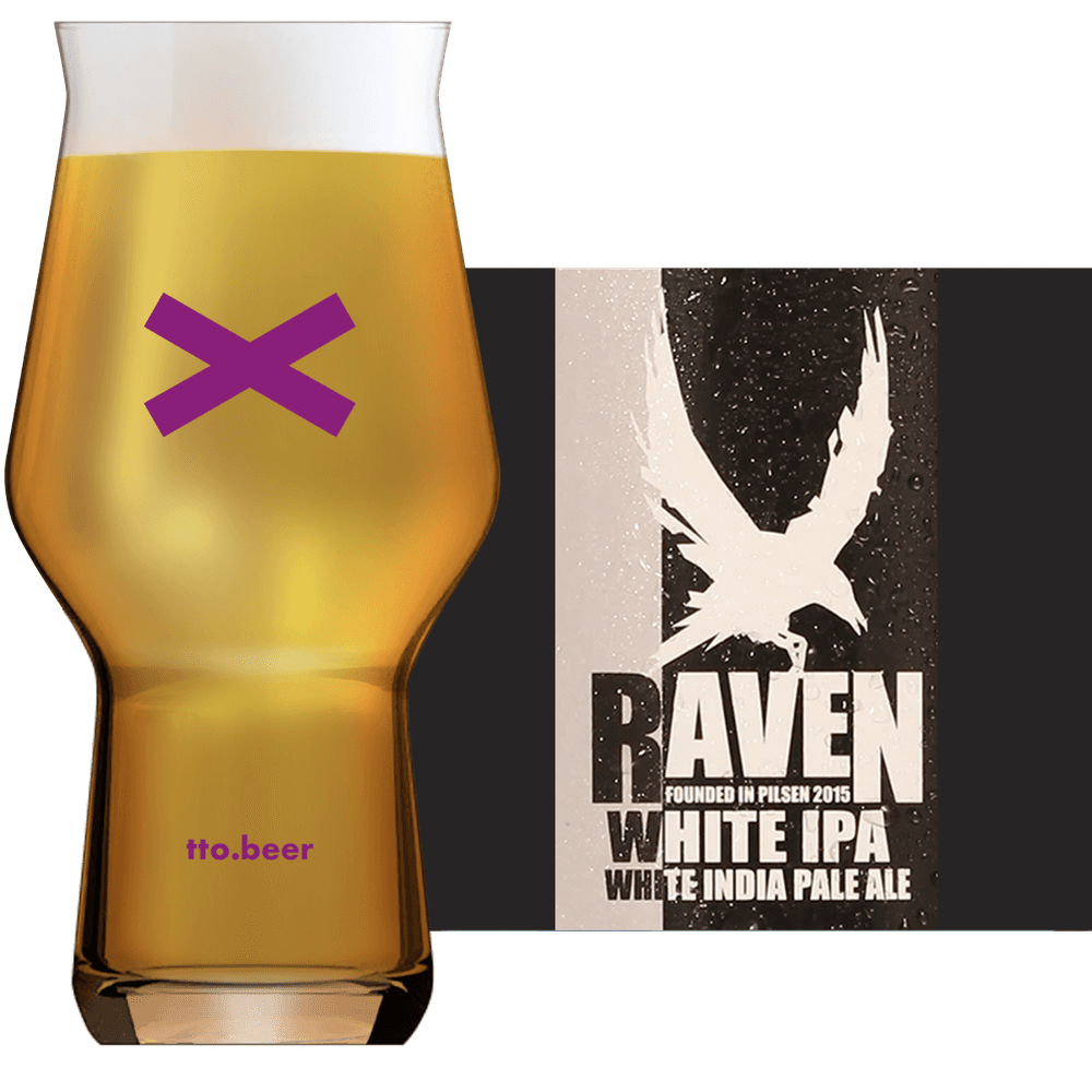 Raven White IPA Glass and Label