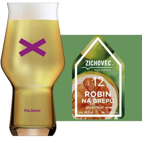 Zichovec Robin na Grepu Glass and Label