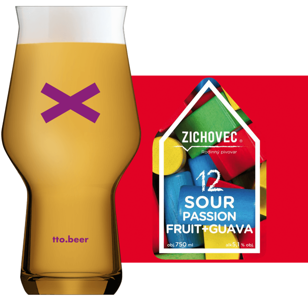 Zichovec Sour Passion Fruit + Guava Glass and Label