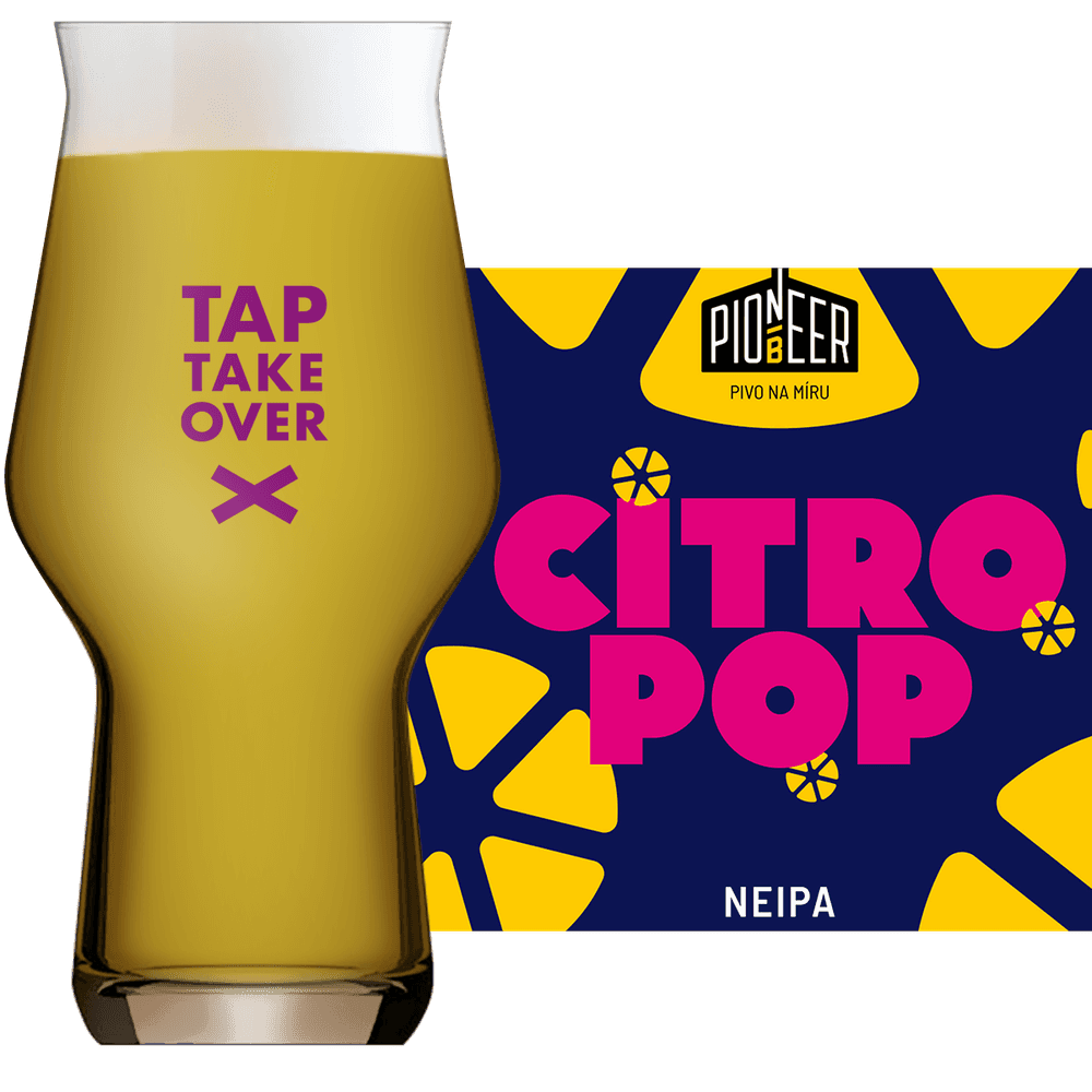 Pioneer Citro Pop Glass and Label