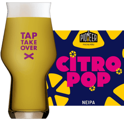 Pioneer Citro Pop Glass and Label