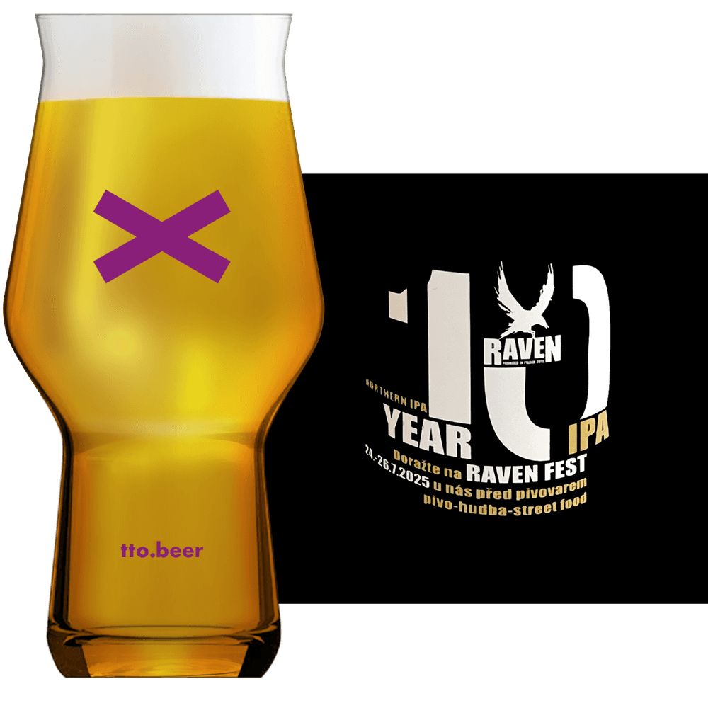 Raven Year 10 Northern IPA Glass and Label
