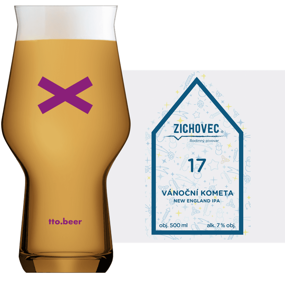 Zichovec Vanocni Kometa Glass and Label