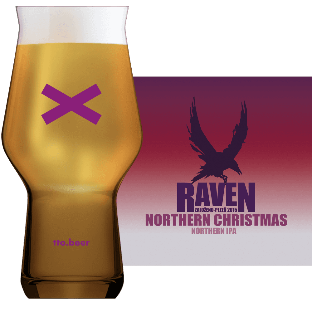 Raven Northern Christmas Glass and Label