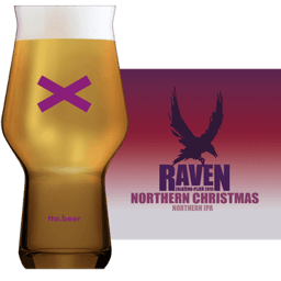 Raven Northern Christmas Glass and Label