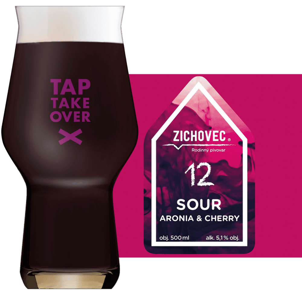 Zichovec Sour Aronia Cherry Glass and Label