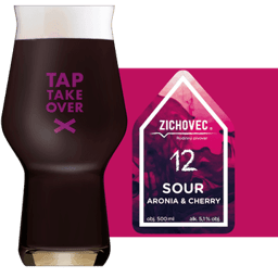 Zichovec Sour Aronia Cherry Glass and Label