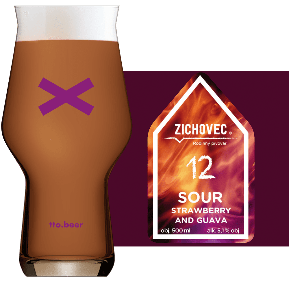 Zichovec Sour Strawberry Guava Glass and Label