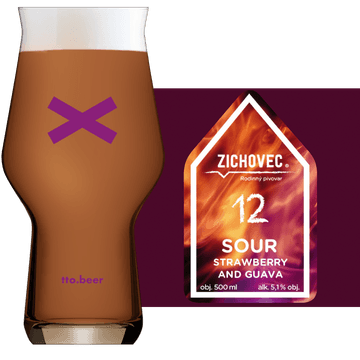 Zichovec Sour Strawberry Guava Glass and Label