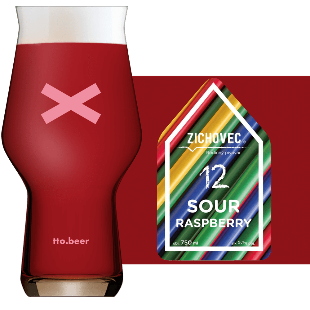 Zichovec Sour Raspberry Glass and Label