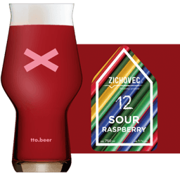 Zichovec Sour Raspberry Glass and Label